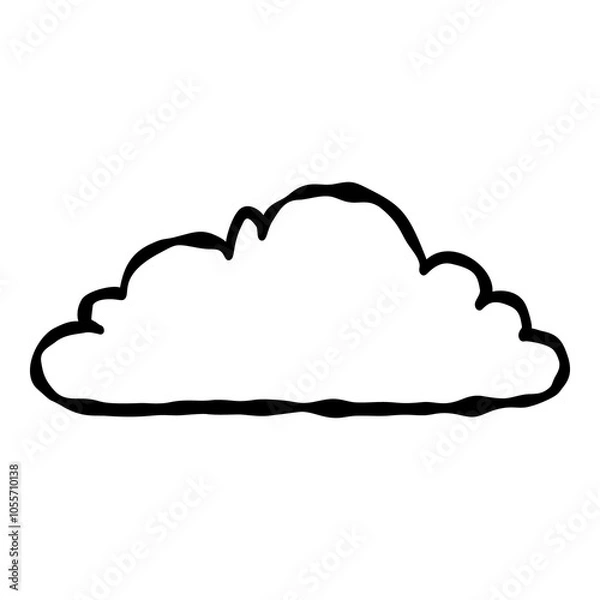 Fototapeta Outline hand painted cloud doodle PNG isolated shape. Hand drawn line shape. Simple stroke grunge icon. Minimalist cartoon playful shape logo