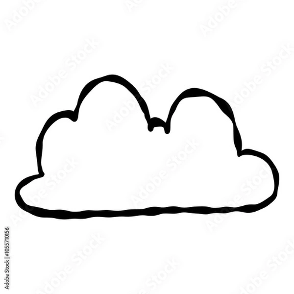 Fototapeta Outline hand painted cloud doodle PNG isolated shape. Hand drawn line shape. Simple stroke grunge icon. Minimalist cartoon playful shape logo
