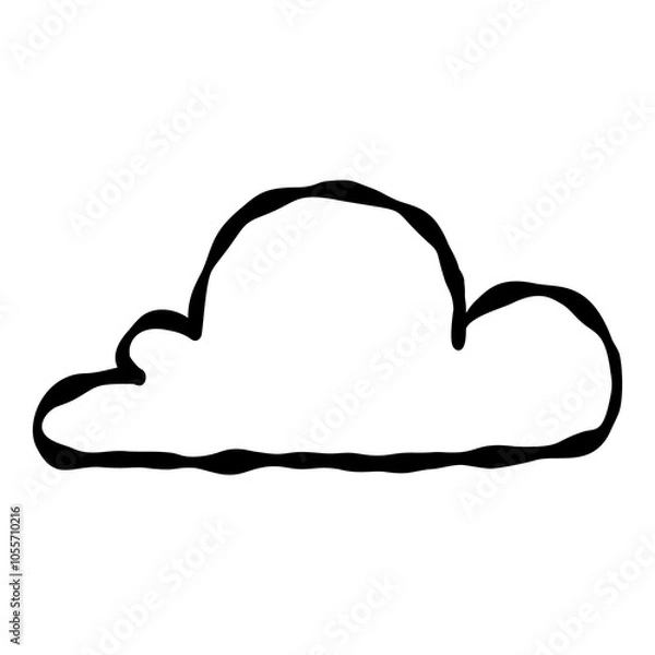 Fototapeta Outline hand painted cloud doodle PNG isolated shape. Hand drawn line shape. Simple stroke grunge icon. Minimalist cartoon playful shape logo