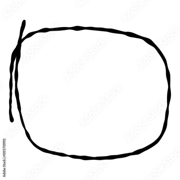 Fototapeta Outline hand painted frame doodle PNG isolated shape. Hand drawn line shape. Simple stroke grunge icon. Minimalist cartoon playful shape logo