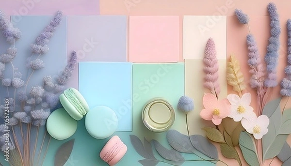 Fototapeta A soft and nostalgic color palette inspired by the -Pastel Dream- trend