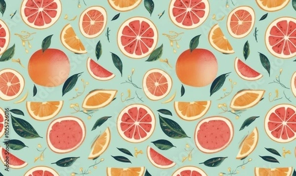 Fototapeta Vibrant Citrus Fruit Pattern Design for Backgrounds