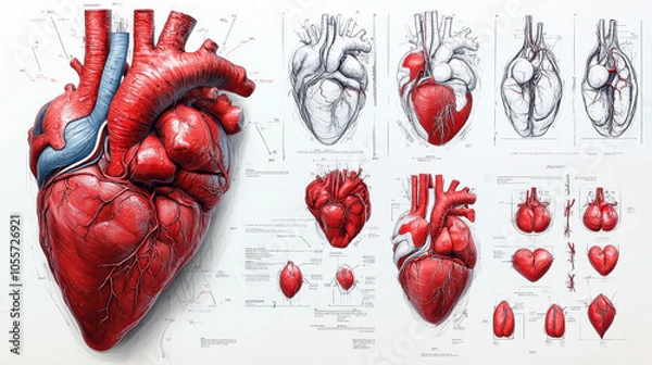 Obraz Detailed analysis of human heart anatomy and myocardial variations for medical study