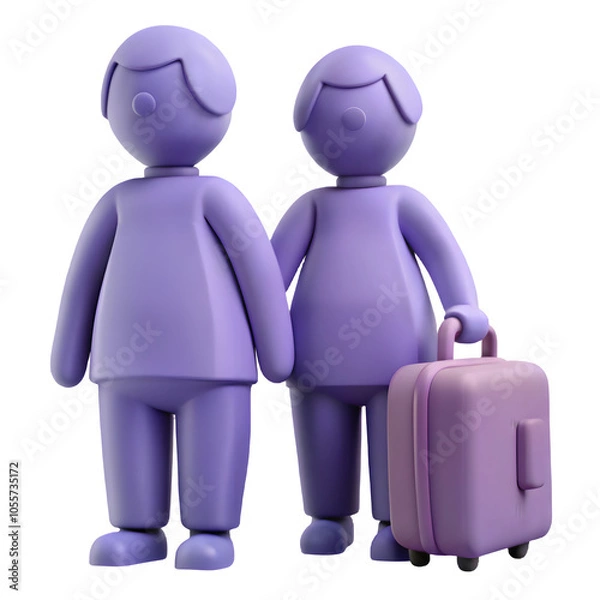 Obraz 3d man with suitcase isolated on transparent background