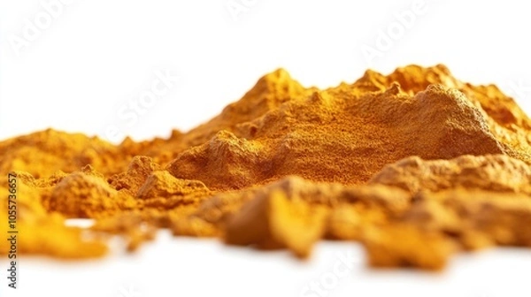 Fototapeta Turmeric with curcumin and antioxidant structure, highlighting anti-inflammatory benefits, isolated on white