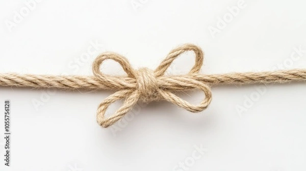 Obraz Close up of twine or string knotted in a bow against a clean white background