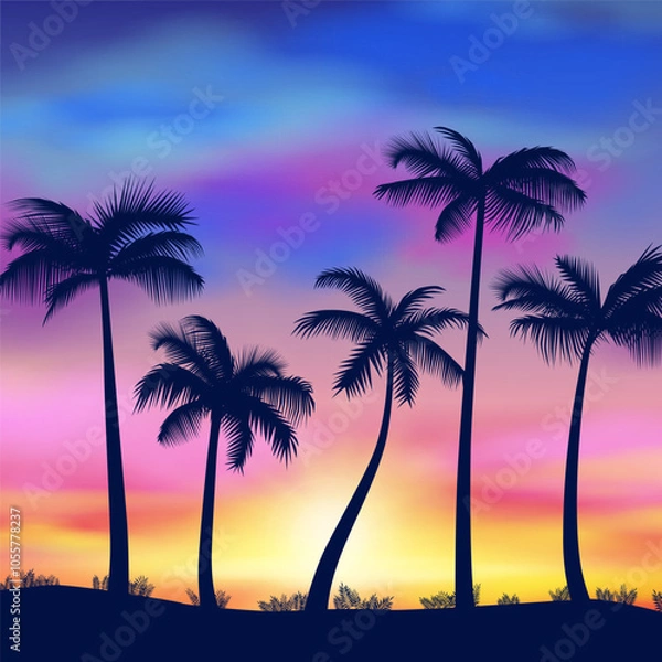 Obraz Palm trees silhouette