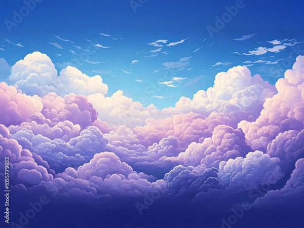 Fototapeta 淡く美しいパステルカラーの雲海