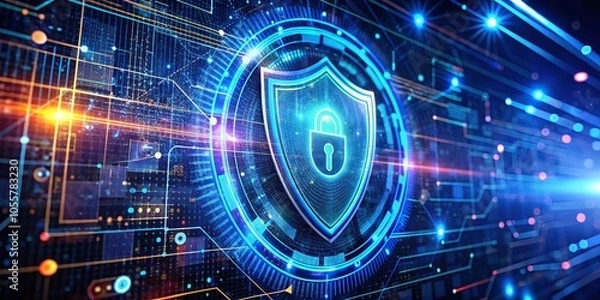 Fototapeta Cybersecurity Alerts: Holographic Display and Antivirus Solutions Against Data Breaches