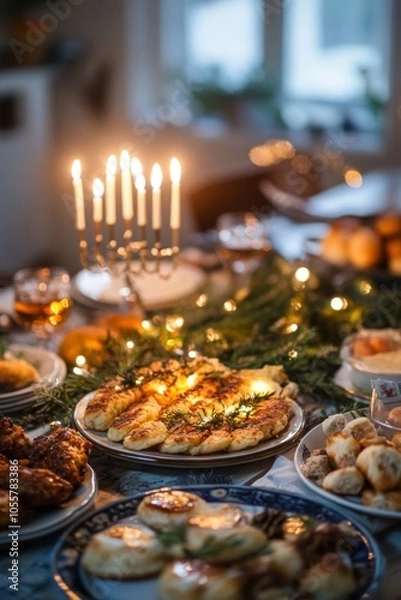 Obraz cozy hanukkah gathering with family and friends