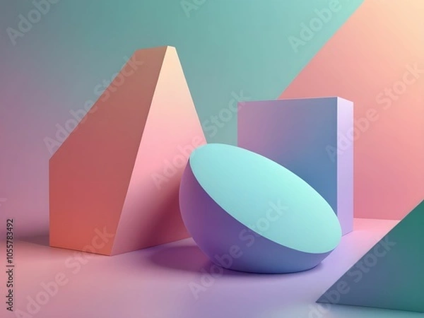 Fototapeta 
wallpaper with abstract, pastel and 3D geometric shapes