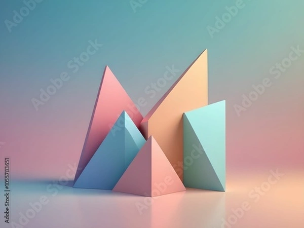 Obraz 
wallpaper with abstract, pastel and 3D geometric shapes