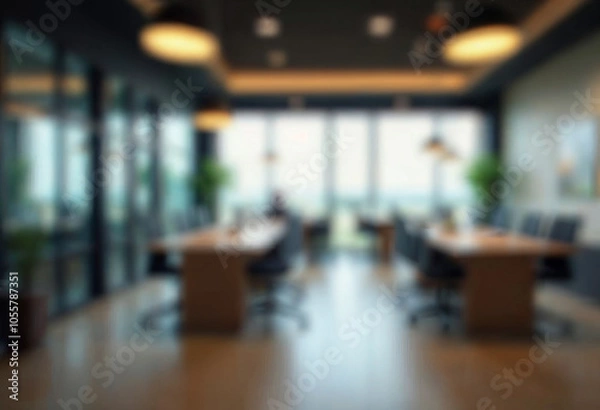 Obraz motion blur background of modern office interior design contemporary workspace for creative business defocus long exposure shake jerk