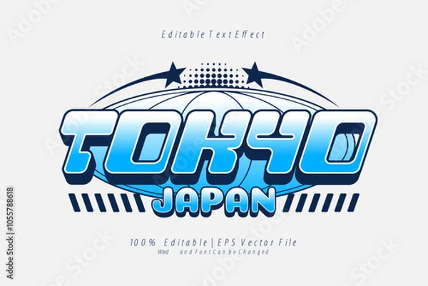 Obraz Tokyo Japan Editable text Effect Gradient Game style