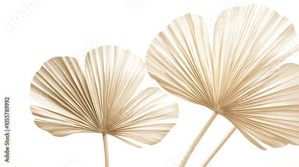 Fototapeta Minimalistic beige palm leaf wallpaper design