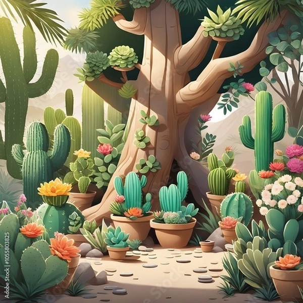 Fototapeta cactus in the garden. generated with AI