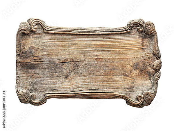 Fototapeta Oblong decorative wooden signboard isolated on a white background PNG