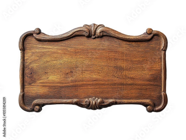 Fototapeta Oblong decorative wooden signboard isolated on a white background PNG