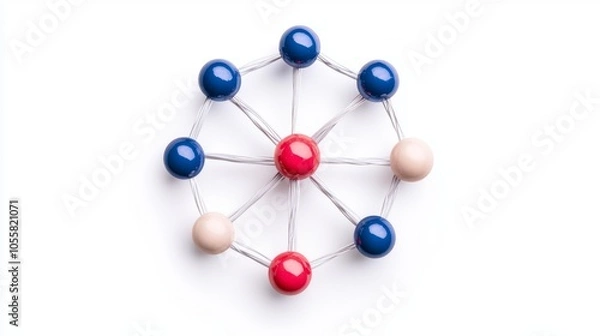Fototapeta Colorful Molecular Structure Model on White Background