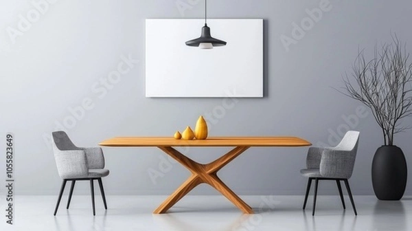 Fototapeta Modern Dining Room with Minimalist Decor and Furniture