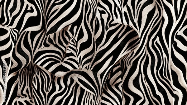 Fototapeta safari background and zebra fur texture in black and white striped natural pattern