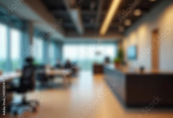 Fototapeta motion blur background of modern office interior design contemporary workspace for creative business defocus long exposure shake jerk