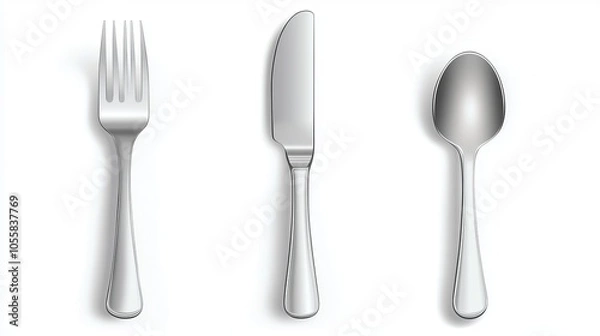 Fototapeta Cutlery. Fork, knife and spoon. Cutlery. Fork and spoon isolated on white
