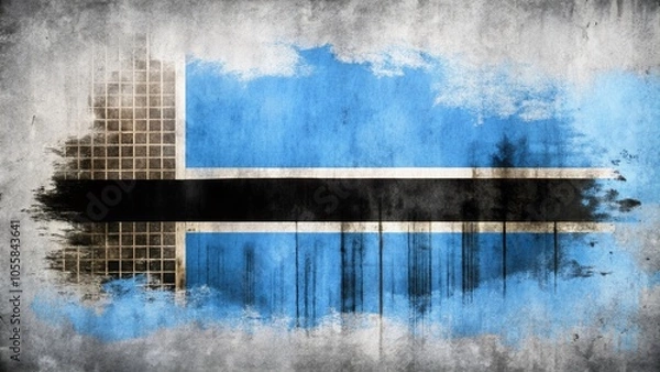 Fototapeta Grunge Botswana Flag in Watercolor Style - Artistic Architectural Photography