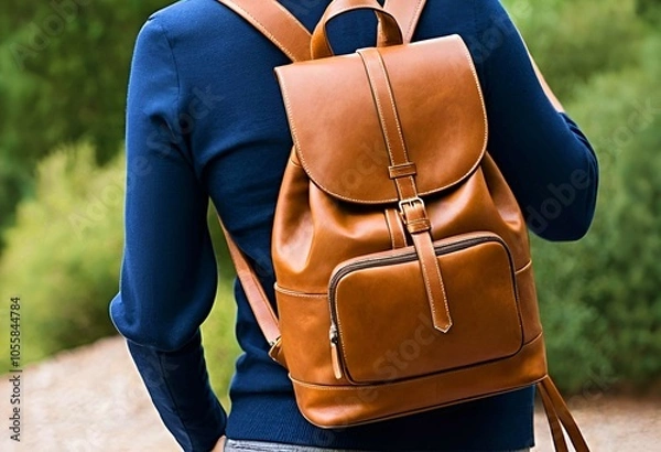 Obraz yellow bag backpack with many pockets