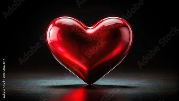 Fototapeta Macro photo of a heart in the night with colorful colors on a dark background