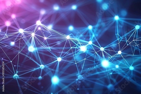 Fototapeta Abstract illustration of interconnected nodes and lines.