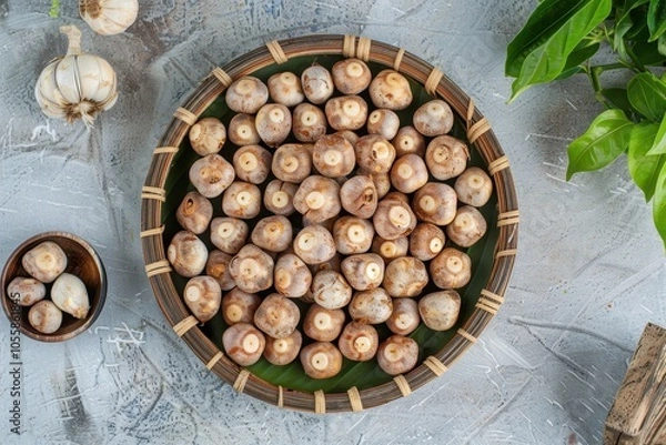 Fototapeta Top view of Lansium parasiticum langsat as food background