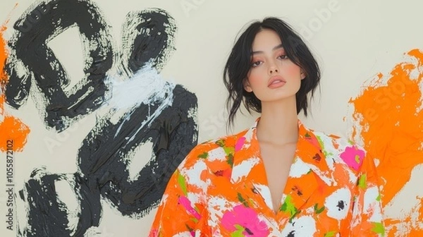 Fototapeta Vibrant fashion statement exploring bold colors and artistic expression in contemporary portrait photography