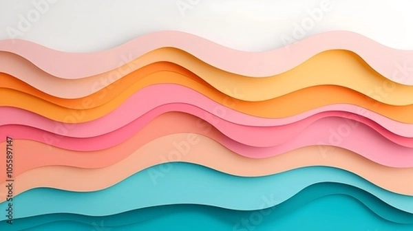 Fototapeta Captivating Modern 3D Paper Cut Abstract Shapes with Vibrant Colors and Dynamic Layering for Bold Visual Impact  Striking digital art composition with geometric forms dimensional textures