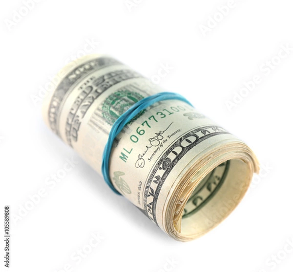 Obraz Dollar banknotes isolated on white