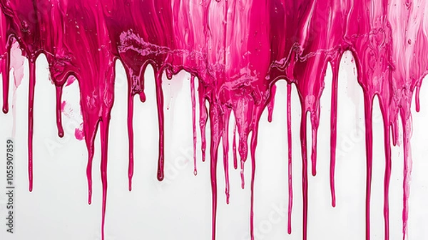 Fototapeta Abstract pink paint drips creating a vibrant texture