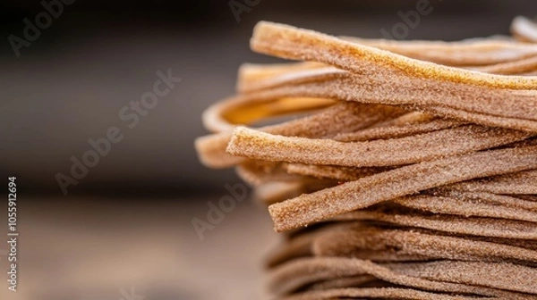 Fototapeta そばをソースに浸したクローズアップ - 料理愛好家のための料理芸術