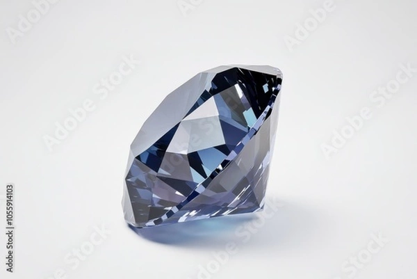 Obraz Glimmering Blue Crystal Gemstone on White Background