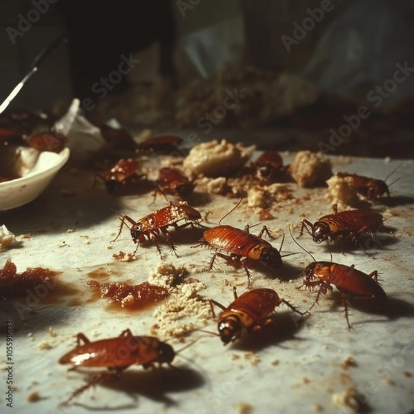 Obraz Cockroaches on a Messy Kitchen