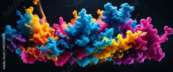 Fototapeta Vibrant explosion of colorful smoke clouds in dynamic composition