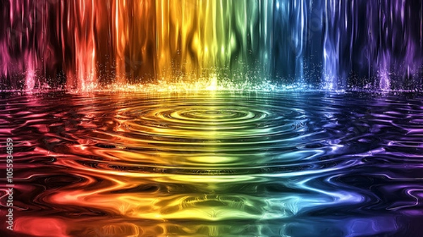 Obraz Colorful Water Ripple Patterns with Vibrant Light Effects