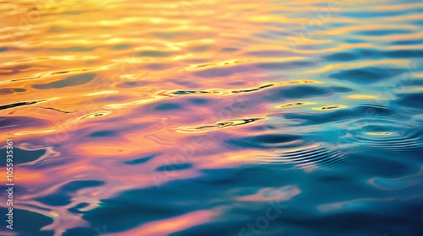 Obraz Colorful reflections on tranquil water surface at sunset