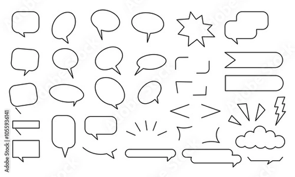 Fototapeta Set for illustration of speech bubbles, conversations, communication between people, trending vector
