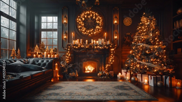 Obraz christmas tree at night