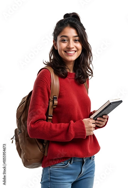 Fototapeta A female Indian student on a transparent background