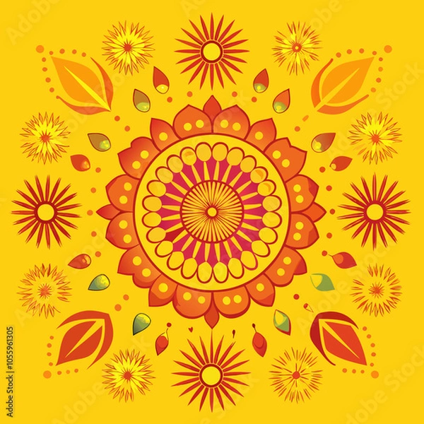 Obraz াbstract background with flowers  for Diwali 