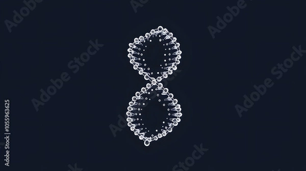 Fototapeta minimalistic 3D representation of a DNA double helix structure centered on a dark background, symbolizing genetics and molecular science.