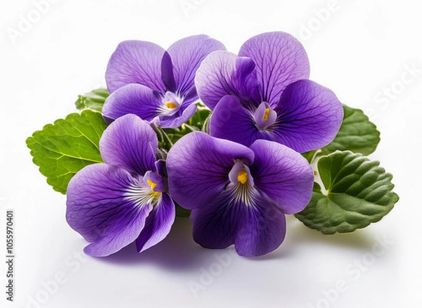 Obraz Violet flower isolated on white background. Violet isolated. Violet  perfume flower, perfume flower oils, perfume essential flowers, violet perfume essential oils.