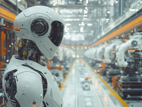 Obraz Futuristic Robot in High-Tech Manufacturing Facility