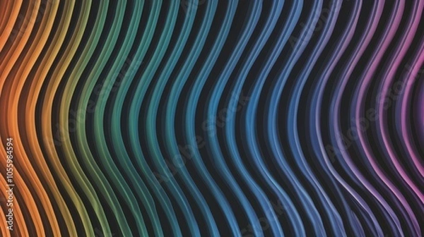 Fototapeta A colorful wave pattern with a black background